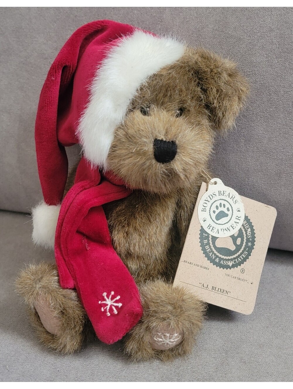 Boyds Bears 917307 A.J. Blixen Santa Teddy Bear Christmas Holiday Bear Plush 8"